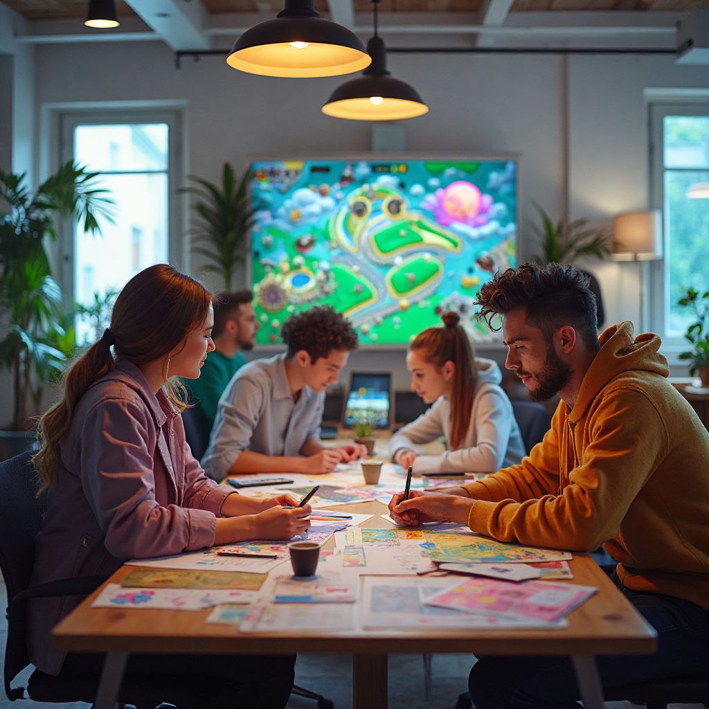 Development team working on ChickenCross game