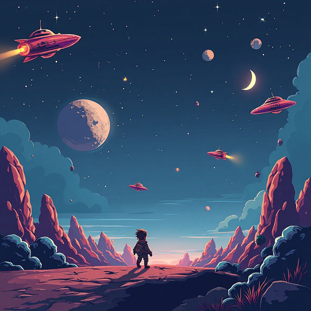 Gameplay screenshot from space level